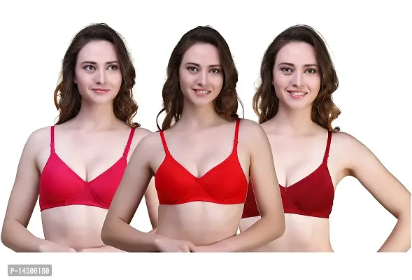 In Beauty Girls/Women's Padded and Net Stylish Bra Pack of 3 Multicolor Size 30 to 40-thumb0