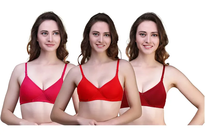 In Beauty Girls/Women's Padded and Net Stylish Bra Pack of 3 Multicolor Size 30 to 40