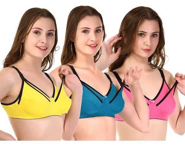 Stylish Solid Maternity Bras For Women Pack Of 3