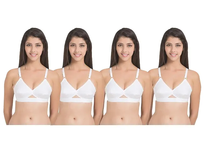 Stylish Chiffon Solid Bras For Women Pack Of 4