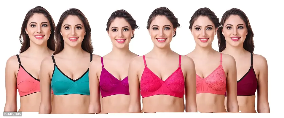 In Beauty Premium Cotton Fabric Bras Pack of six