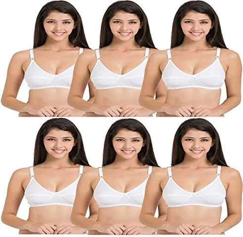 In Beauty Women's Back Clouser Pure Cotton Non Padded Bra Pack of 6