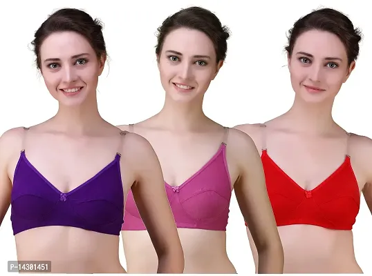 Buy Women Cotton Bra Bra Pack of 3 Multicolour at