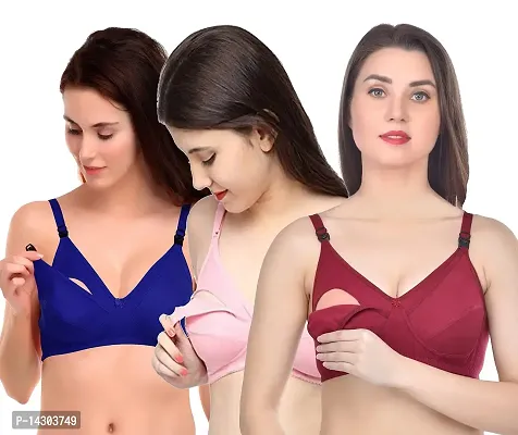 In Beauty Women's Non Padded Mother/Maternity/Nursing Bra (Pack of 3) (Size 30 to 44)