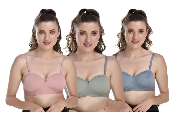 In Beauty Women's Cotton Blend Lightly Padded Wirefree T-Shirt Bra Combo