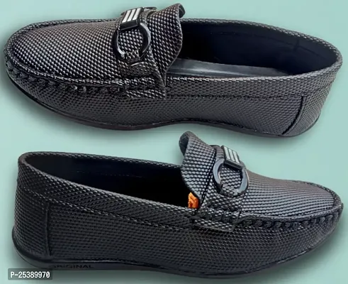 Stylish Grey Synthetic Self Design Loafers For Men-thumb0