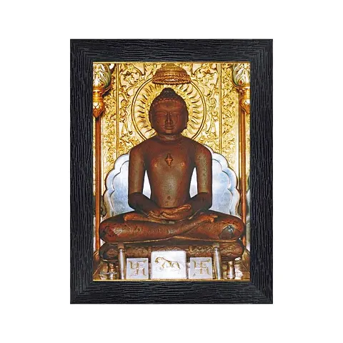 pnf Mahavir Swami Jain God Wall Painting Synthetic frame-22605(10 * 14inch,Multicolour,Synthetic)
