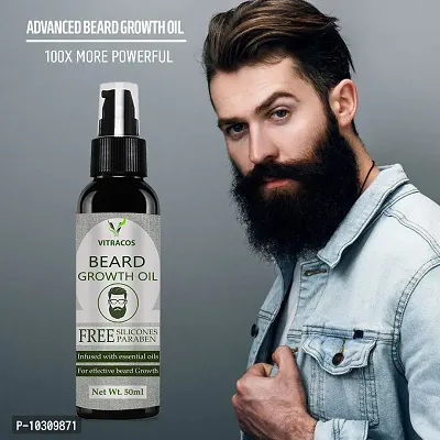 Vitracos Beard Growth Oil - More Beard Growth, With Redensyl, 8 Natural Oils Including Jojoba Oil, Vitamin E, Nourishment And Strengthening, No Harmful Chemicals Hair Oil- 50 ml-thumb0