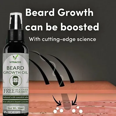 Vitracos Beard Oil For Growing Beard Faster With Almond And Thyme, Natural, Best Beard Growth Oil For Men, Nourishes And Strengthens Uneven Patchy Beard - 50Ml Hair Oil- 50 ml-thumb0