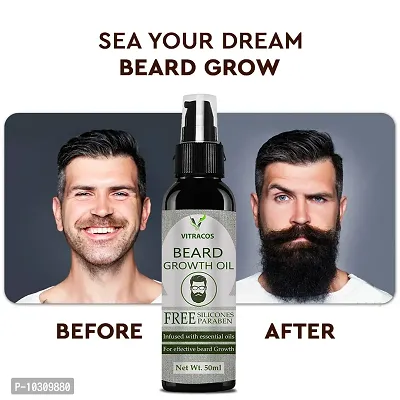 Vitracos Beard Oil 50Ml Faster Growing Beard Oil With Goodness Of Avacado, Jojoba And Natural Oil For Men Reduce Breakage And Dryness Hair Oil- 50 ml-thumb0