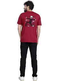 Comfortable Maroon Polyester Blend Round Neck T-shirt For Men-thumb1
