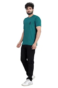 Comfortable Green Polyester Blend Round Neck T-shirt For Men-thumb2