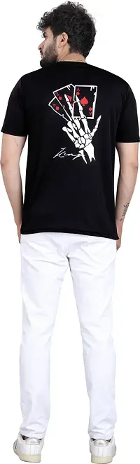 Comfortable Black Polyester Blend Round Neck T-shirt For Men-thumb1