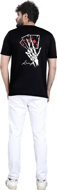 Comfortable Black Polyester Blend Round Neck T-shirt For Men-thumb2