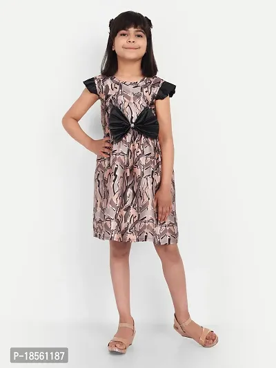 Elegant Satin Self Pattern Fit And Flare Dress For Girls-thumb0