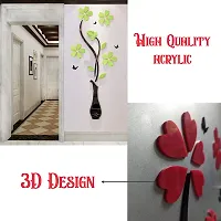 3D Acrylic Wall Sticker Flower and Vase (Green)-thumb1