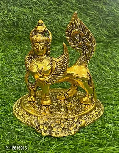 Kamadhenu Face Cow Statue for Temple, Puja Ghar (Metal,Golden)