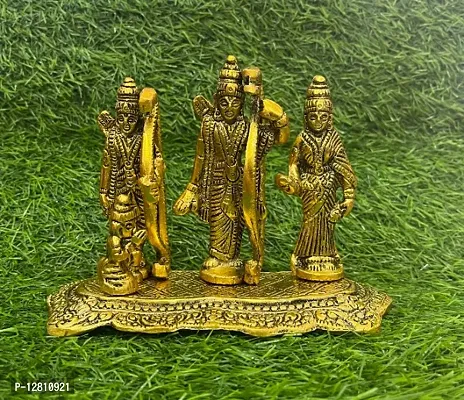 Ram Darbar Murti Metal Hindu Religious Idols Ram Sita Laxman Hanuman Murti Puja Diwali (18x9x13 Cm)