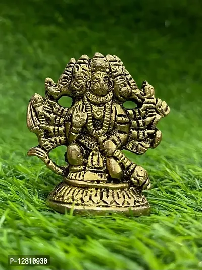 Brass Panchmukhi Hanuman ji Bajrang bali idol Statue For Puja Ghar 2.5inch