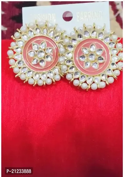 Traditional Alloy Pink Chandbalis Earrings For Women