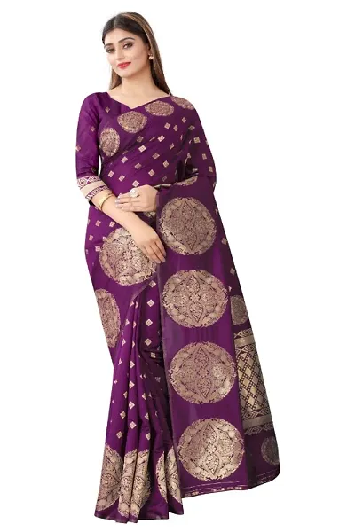 Trendy Art Silk Woven Design Banarasi Silk Sarees with Blouse Piece