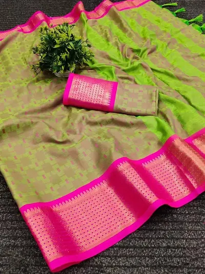 Beautiful Cotton Silk Rich Pallu Saree With Blouse Piece