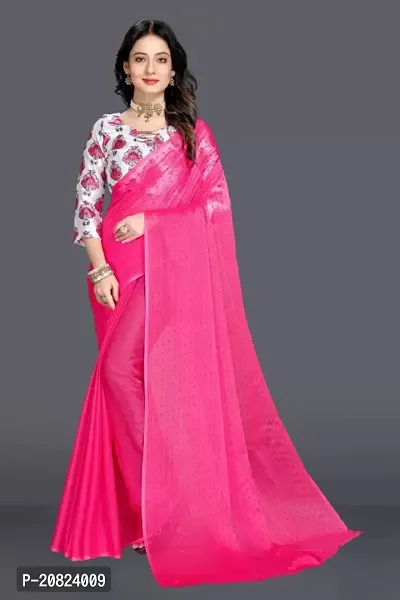 Stylish Chiffon Pink Embroidered Saree with Blouse piece-thumb0