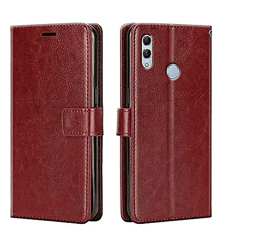 Cloudza Asus Zenfone Max Pro M1 Flip Back Cover | PU Leather Flip Cover Wallet Case with TPU Silicone Case Back Cover for Asus Zenfone Max Pro M1 Brown