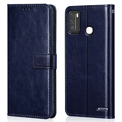 Cloudza Micromax in 1B Flip Back Cover | PU Leather Flip Cover Wallet Case with TPU Silicone Case Back Cover for Micromax in 1B Blue