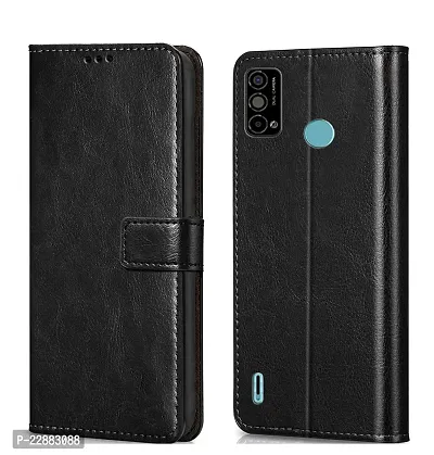 COVERNEW Leather Finish Inside TPU Wallet Stand Magnetic Closure Flip Cover for Tecno Spark 6 Go - Venom Black-thumb0