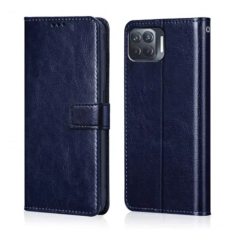 Cloudza Oppo A93 Flip Back Cover | PU Leather Flip Cover Wallet Case with TPU Silicone Case Back Cover for Oppo A93 Blue