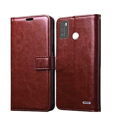 RRTBZ Foldable Stand Wallet Flip Case Compatible for Micromax in 1b -Brown
