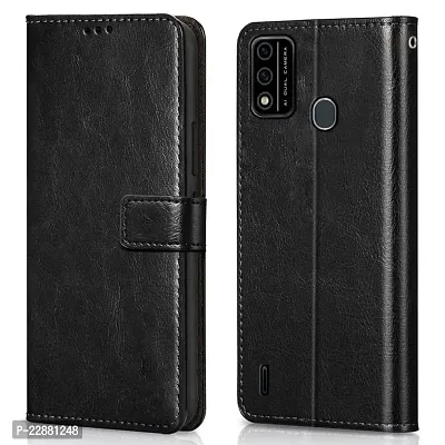 COVERNEW Faux Leather Wallet with Back Case TPU Build Stand  Magnetic Closure Flip Cover for itel A48 - Venom Black-thumb0