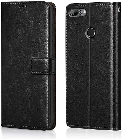 Cloudza Honor 9 Lite Flip Back Cover | PU Leather Flip Cover Wallet Case with TPU Silicone Case Back Cover for Honor 9 Lite Bk