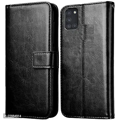 COVERNEW Leather Finish Inside TPU Wallet Stand Magnetic Closure Flip Cover for Realme 7 Pro- Venom Black