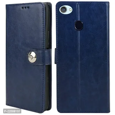 COVERNEW Vivo Y83 Flip Cover   Full Body Protection   Inside Pockets  Stand   Wallet Stylish Button Magnetic Closure Book Cover Leather Flip Case for Vivo Y83 - Blue