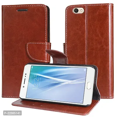 COVERNEW Vintage Leather Flip Cover for Vivo Y55L -1603 - Executive Brown-thumb0