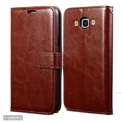 COVERNEW Leather Finish Inside TPU Wallet Stand Magnetic Closure Full Protection Flip Cover for Samsung Galaxy J7-6 (New 2016) - Executive Brown