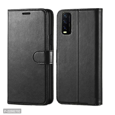 COVERNEW Leather Finish Inside TPU Wallet Stand Magnetic Closure Flip Cover for Vivo Y20G   Y12s   Y20   Y20G   Y20i- Venom Black-thumb0