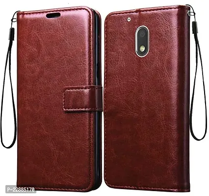 COVERNEW Leather Finish Inside TPU Back Case Wallet Stand Magnetic Closure Flip Cover for Motorola Moto G4 Play - Executive Brown