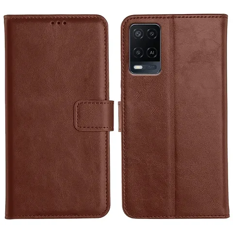 Cloudza Realme 8 5G Flip Back Cover | PU Leather Flip Cover Wallet Case with TPU Silicone Case Back Cover for Realme 8 5G Brown
