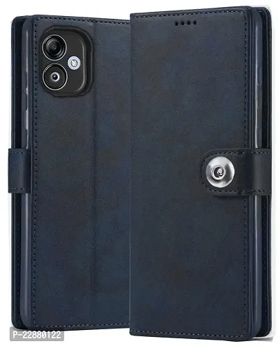 COVERNEW Cases Leather Finish Flip Cover for Samsung F14 5G - SM-E146BZ  Back TPU  Stand   Wallet Button Magnetic Closure for Samsung Galaxy F14 5G - Navy Blue