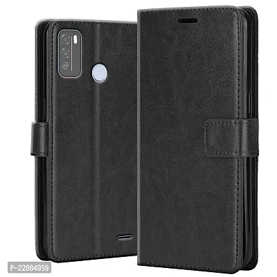 COVERNEW Leather Finish Inside TPU Wallet Stand Magnetic Closure Flip Cover for Micromax in 1B- Venom Black-thumb0