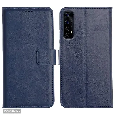 COVERNEW Leather Finish Inside TPU Wallet Stand Magnetic Closure Flip Cover for Realme Narzo 20 Pro - Blue-thumb0