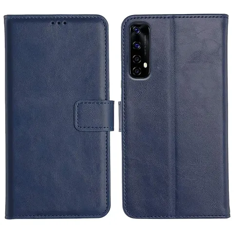 Cloudza Realme Narzo 20 Pro Flip Back Cover | PU Leather Flip Cover Wallet Case with TPU Silicone Case Back Cover for Realme Narzo 20 Pro Blue