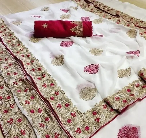 Classic Art Silk Embroidered Saree with Blouse piece