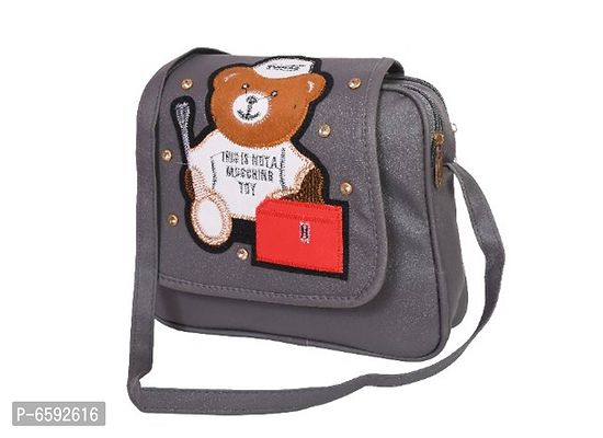 PARI FANCY Women  Teddy Bear Grey Sling Bag-thumb0