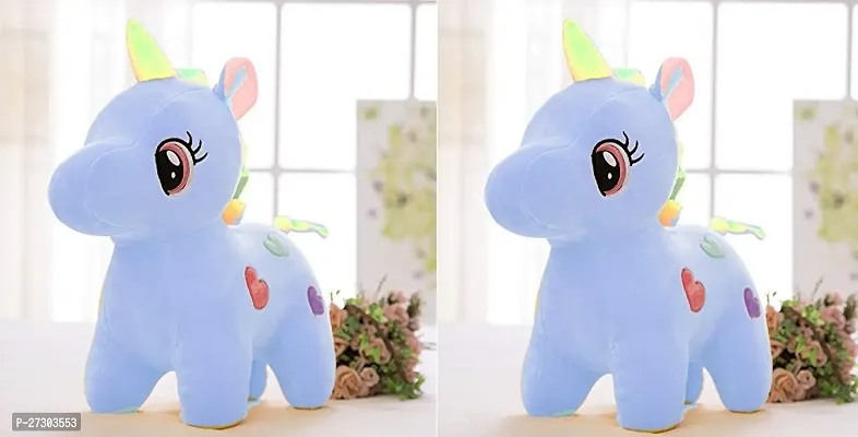 Cuddly Blue Stuffed Unicorn Toy For Kids Pack Of 2-thumb0