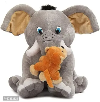 Cuddly Cute Elephant Soft Toy With Little Monkey Inside For Kids-thumb0