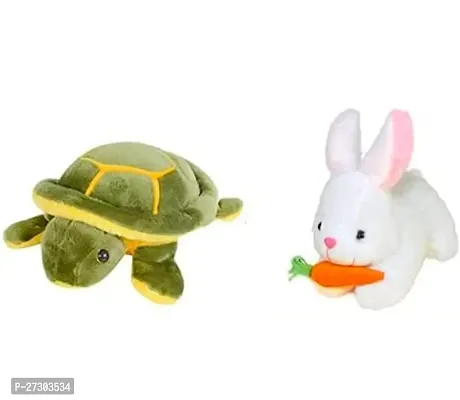 Cuddly 2 Pcs Cute Soft Plush Stuffed Animal Toy For Kids - Rabbit And Turtle-thumb0